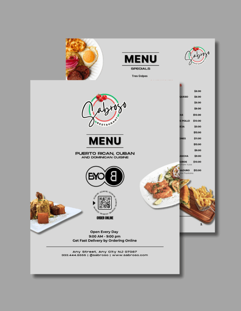 Table Menu 8.5x11 - Restaurant